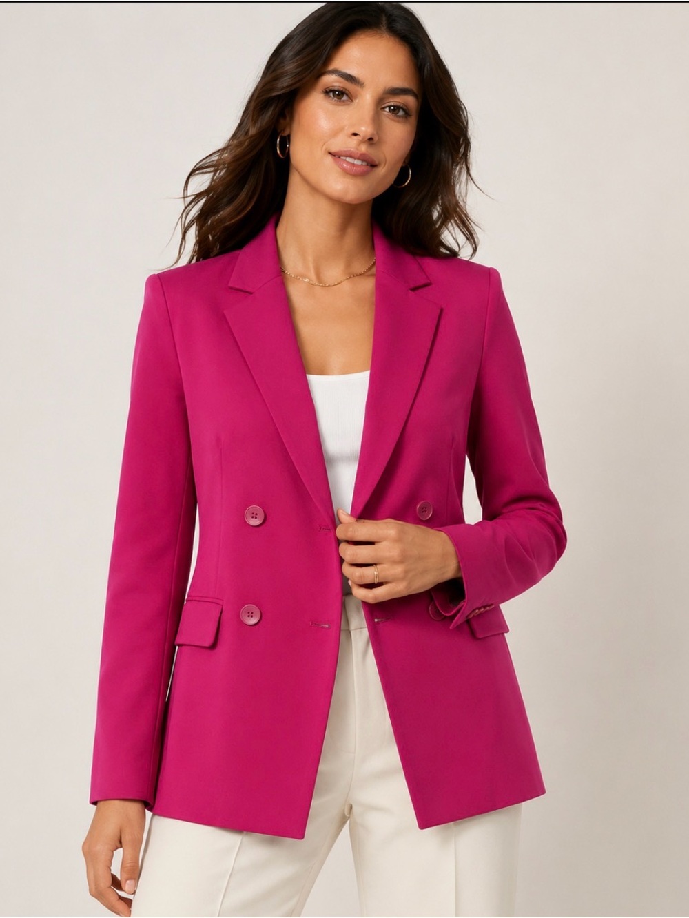Express Fuchsia Double-Breasted Blazer